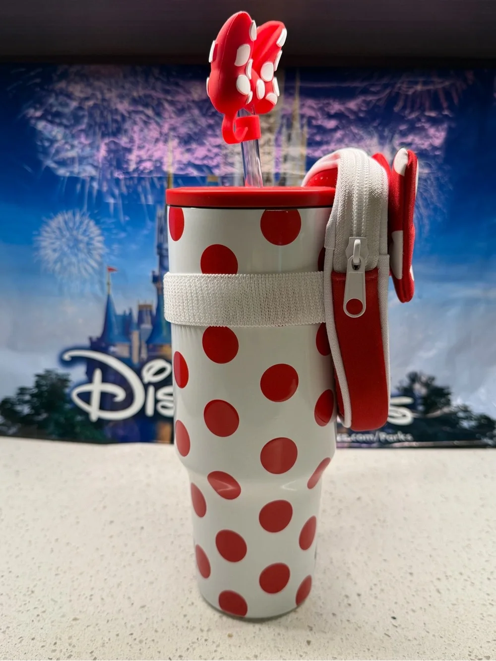 New 2026 Minnie Mouse 30oz Stainless Steel Travel Tumbler & Straw & Zip Case